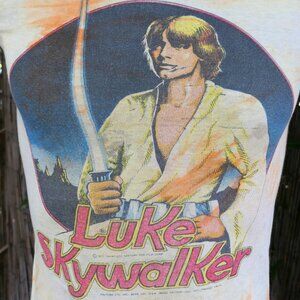 70's Vintage 1977 STAR WARS Luke Skywalker Tie Dye T Shirt Youth L Hanes Tag
